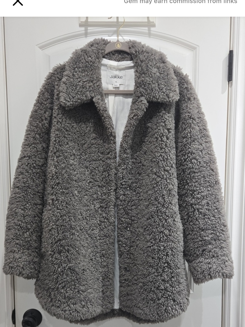 Jakke Gray Teddy Jacket — Plush Faux-Shearling Coat